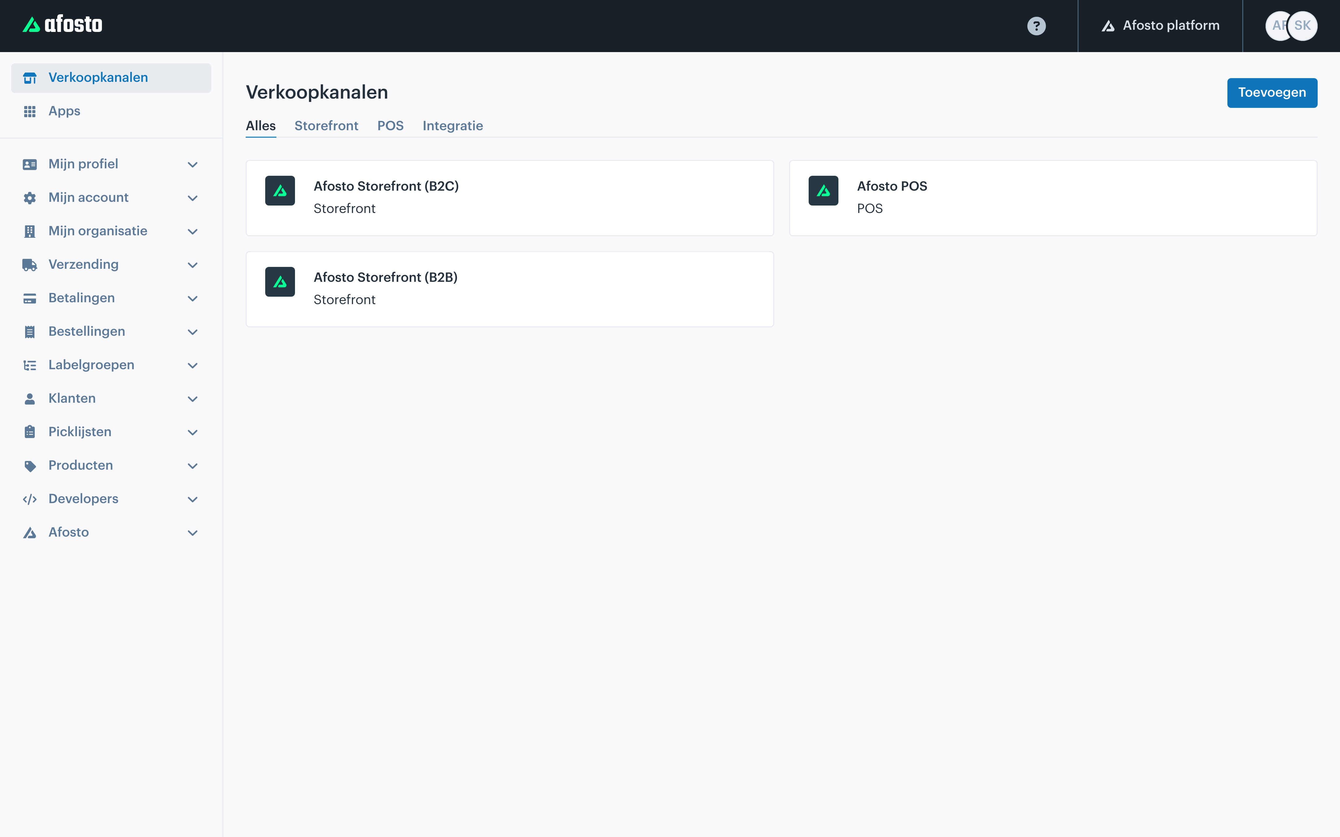 Admin verkoopkanalen: meerdere storefronts en POS op één platform.