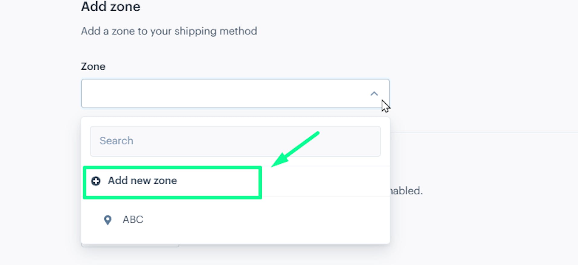 Delivery zone for the shipping method