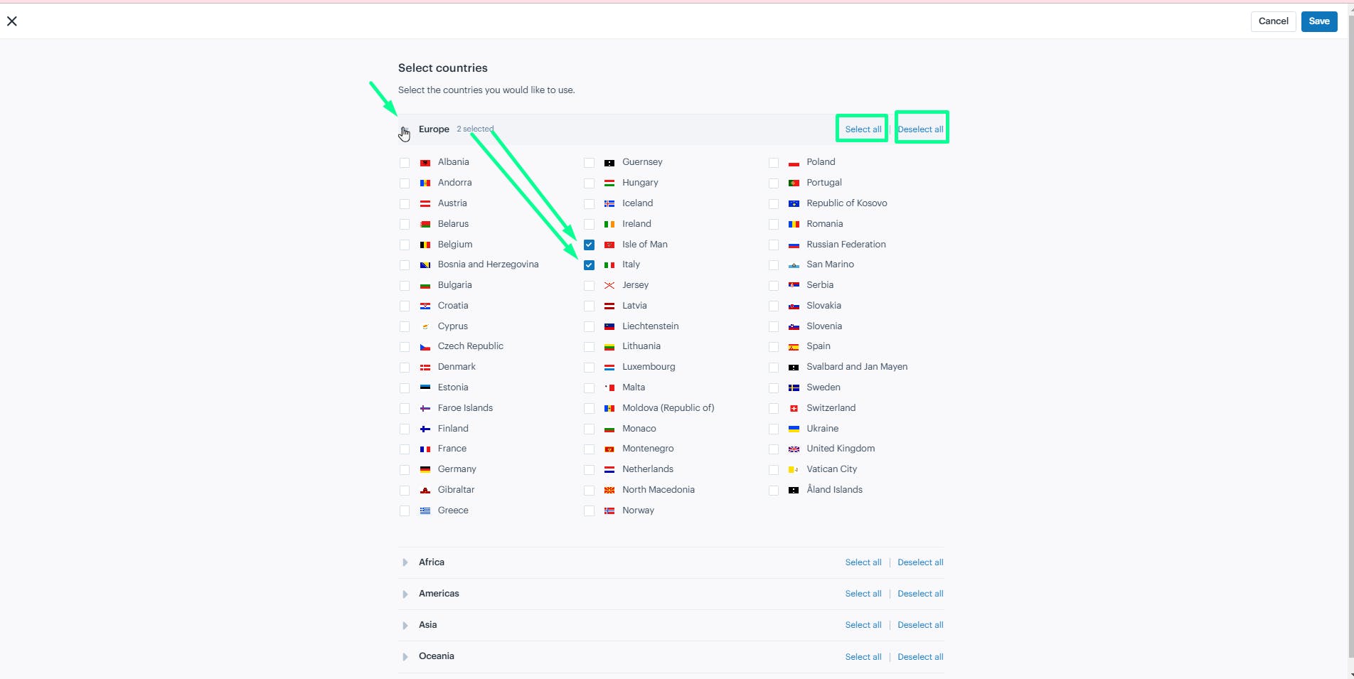 Select Countries