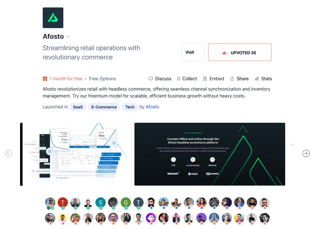 Celebrating Afosto's Launch on Product Hunt