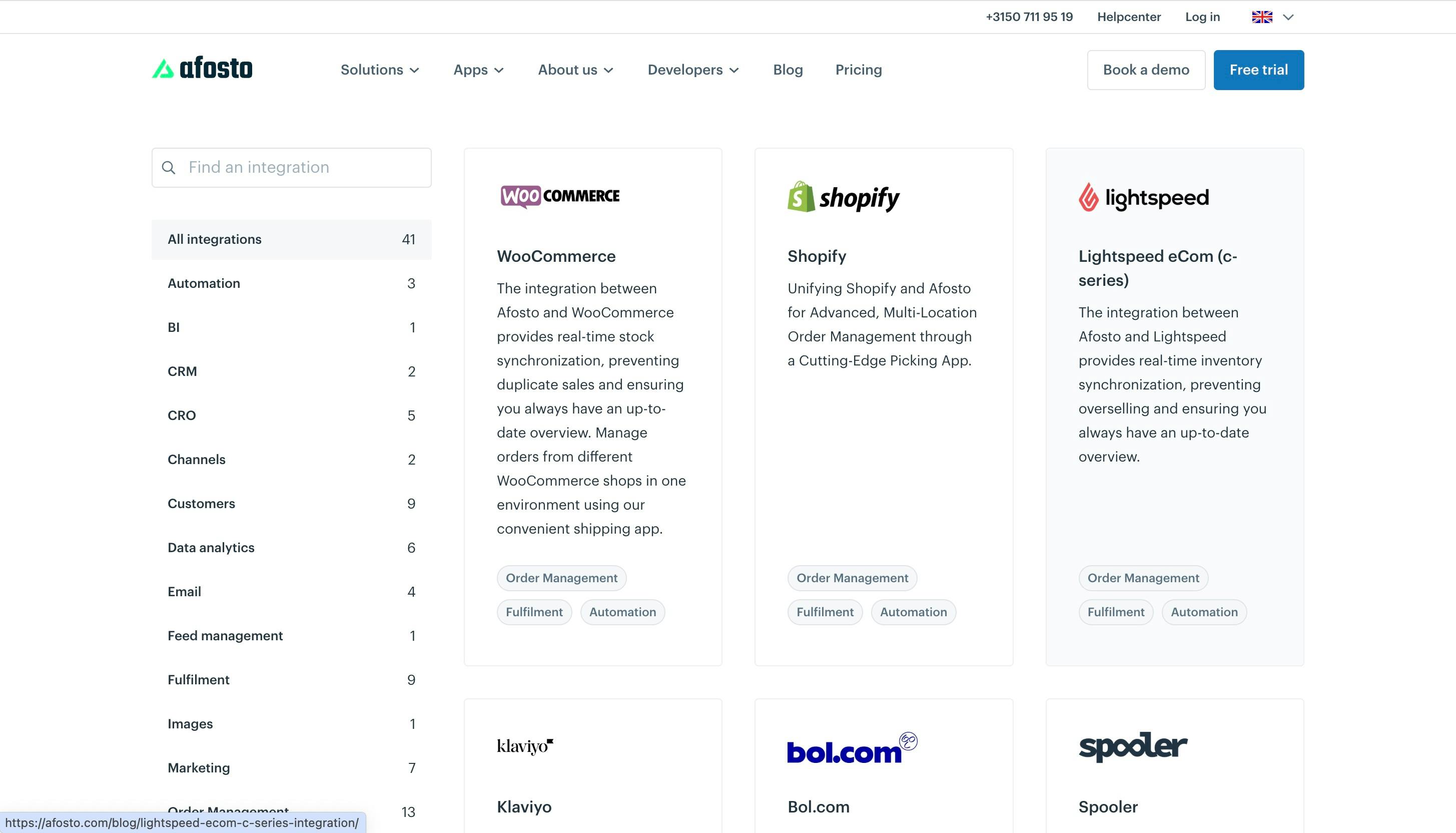 Afosto integrations