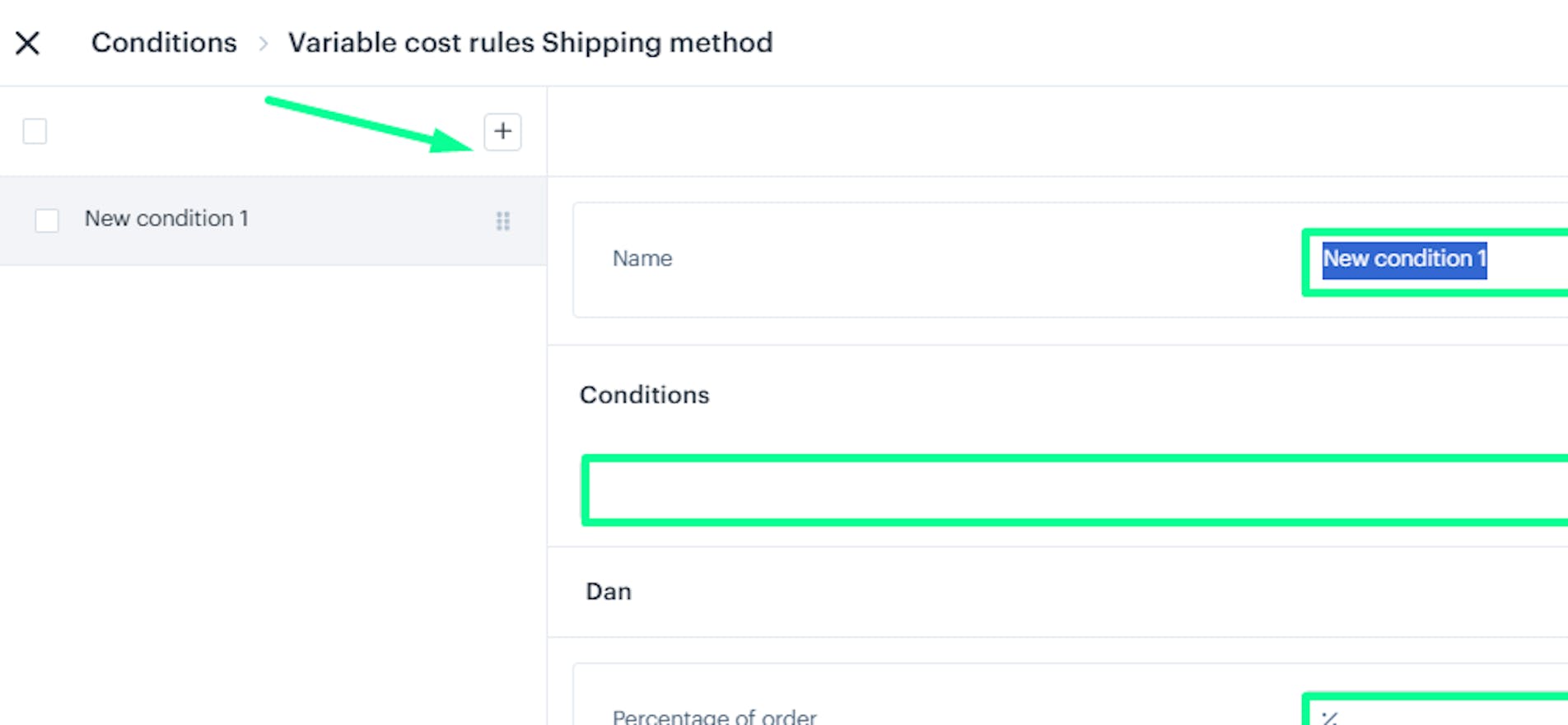 Variable cost rules Shipping method