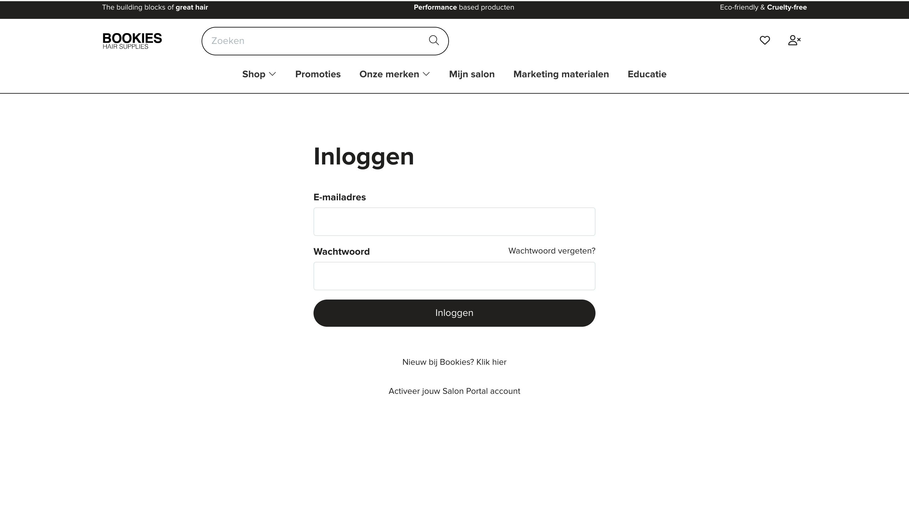 Account aanmaken via de inlogpagina