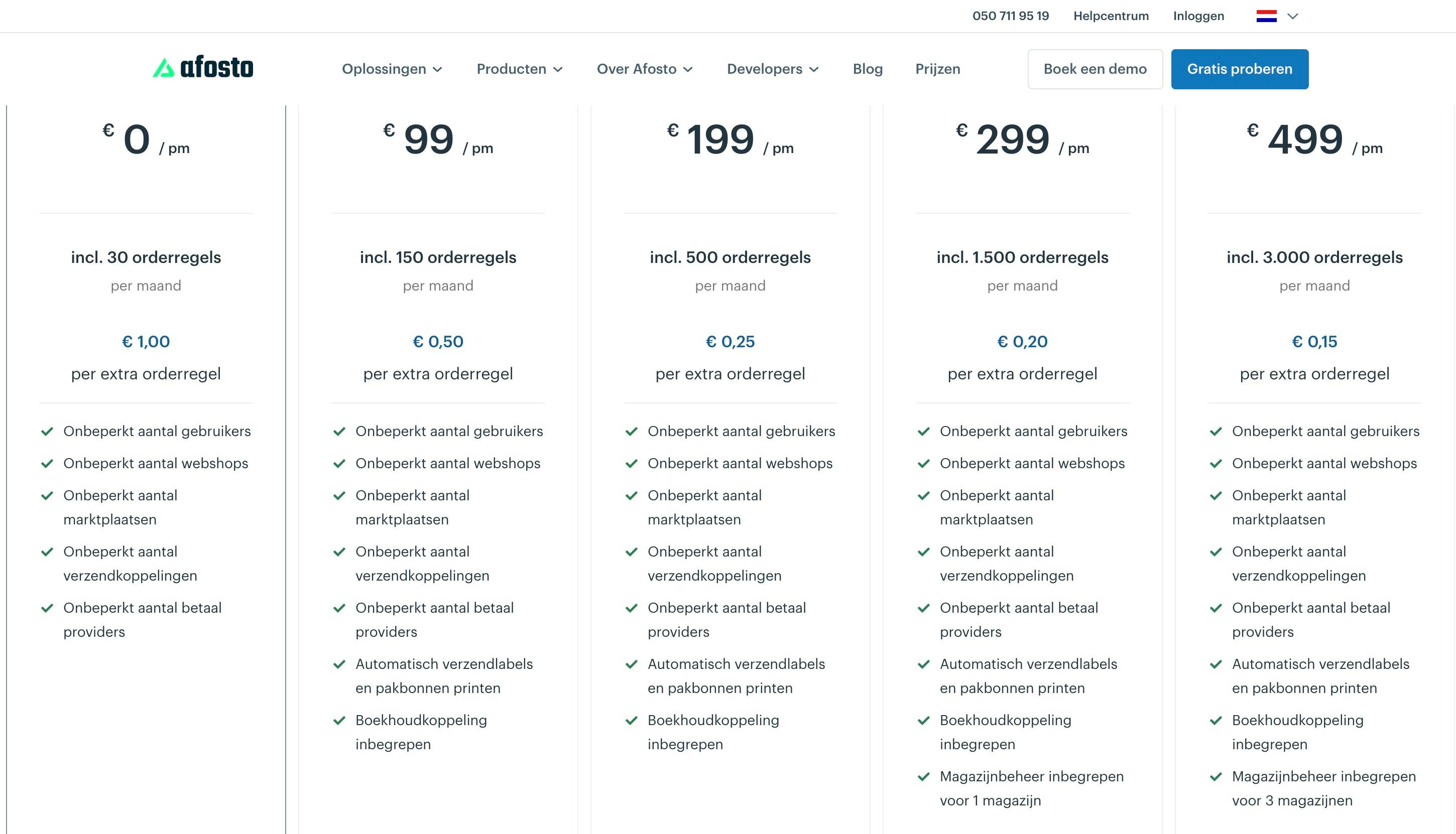 Afbeelding van pricing van Afosto