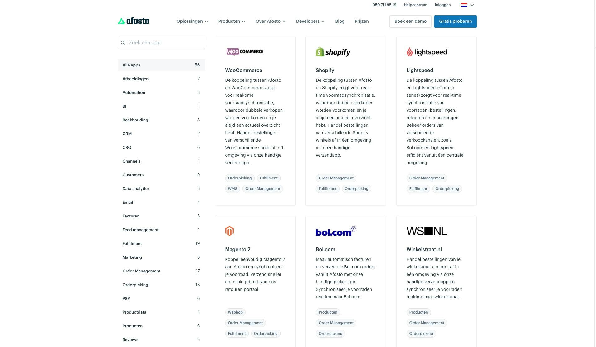 Afbeelding Afosto integraties
